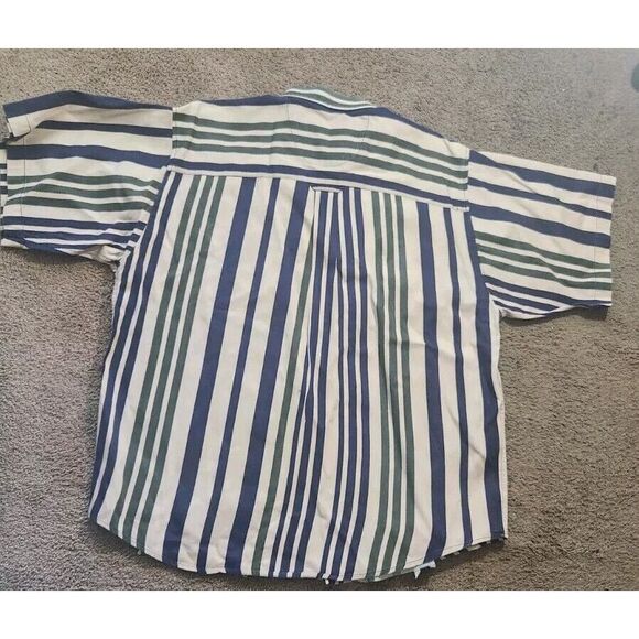 Vintage Coliseum Men's Shirt XXL‎ Black White Stripe Logo Heavy Button Down - Picture 7 of 16